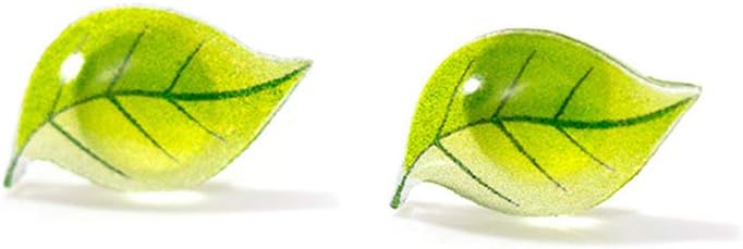 Green Leaf Earrings Stud for Women S925 Sterling Silver Post Pin Sleeper Ear Tiny Cute Tragus Earrings Hypoallergenic Minimalist Simple Summer Leaf Jewelry Gift
