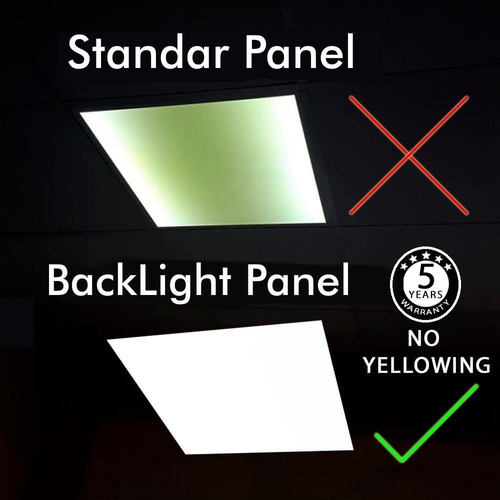 Pack Panel LED 60x60 cm 40W, 2 unidades para Falso Techo, Driver Philips CertaDrive, UGR19, Paneles de Gran Luminosidad 4380 lúmenes, No Flick, Marco Blanco, Driver Incluido (Luz Natural (4000K))