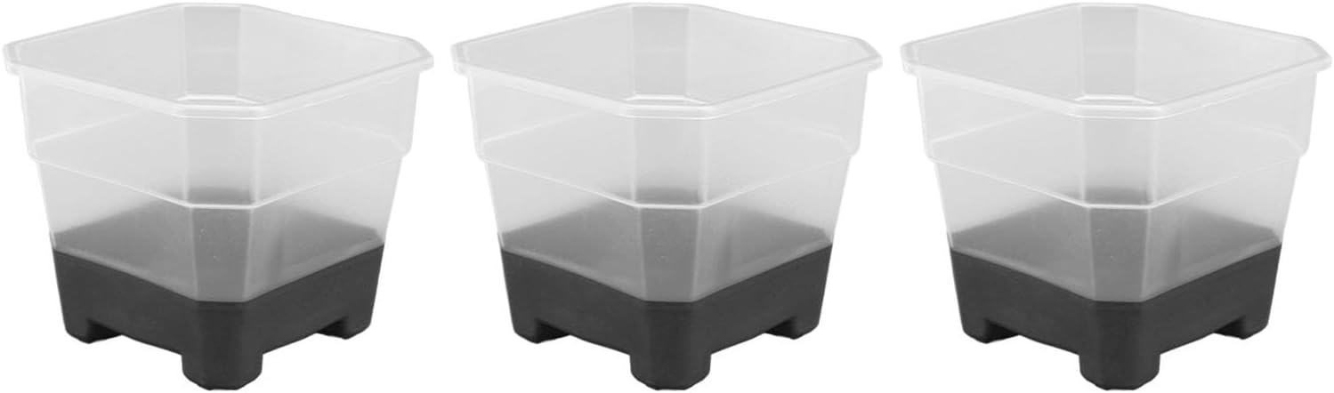 CCYLEZ Nursery Pot, Transparent Nursery Pot Planters Sustainable Plastic and Silicone Non Deform Square for Flowers for Farm (Black)