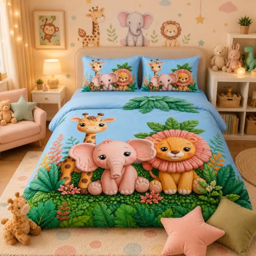 Image of Grab for Home 7D Digital Printed Kids Double Bedsheet Set with Free Bedsheet Tucker | 90 x 100 Inch | Cloud Cotton Soft & Breathable Fabric | Colorful Bedding for Kids Room