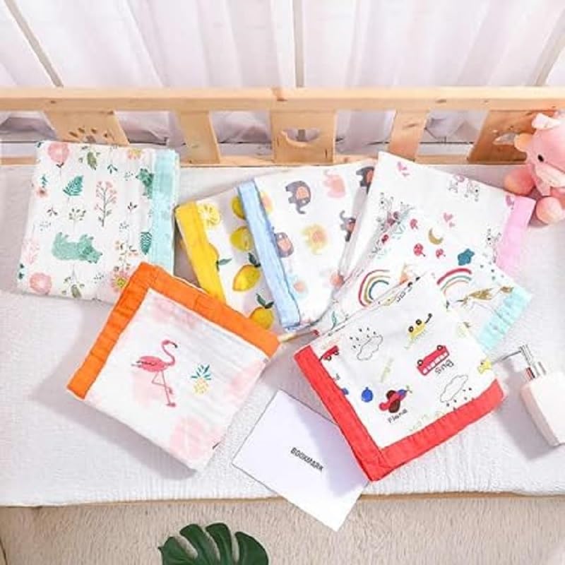 Fabrify Pure Organic Cotton 6 Layer Muslin Blanket for Baby | Ultra-Soft Swaddling Towel for Newborns and Toddlers |110 X110 Cm | 0-3 Years (Fix Design), Pack of 1, Multicolor (Funny) 1
