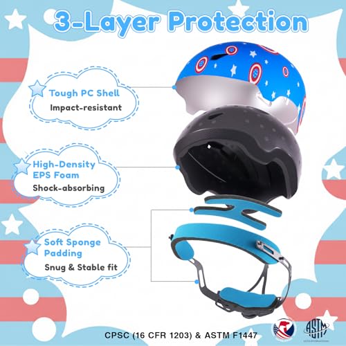 Image of Toddler Bike Helmet with Gloves and Backpack Set, 3 Sizes for Baby Infant to Kids Ages 1-3 3-5 5-8+, Adjustable Boys Girls Bike Helmet for Bicycle /Scooter /Skateboard /Roller Skate