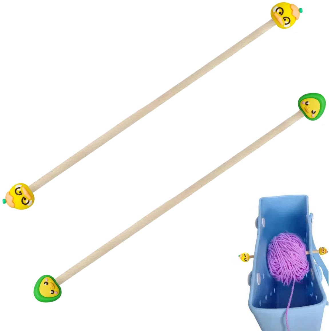 2 Set Yarn Spinner for Bogg Bag, Wooden Rotating Yarn Holder with Silicone Cap?Portable Knitting Accessories for Beach Tote Bag