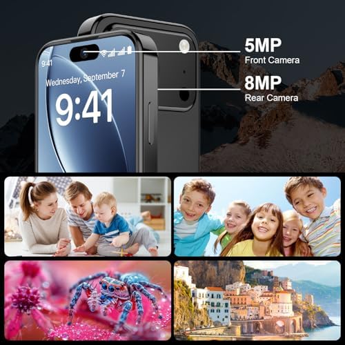 BLKE AIR Mini Phone 4G Unlocked 3+32GB Mini Smartphone with 3.7'' HD Touch Screen 2000mAh Battery Compact Backup World's Smallest Phone for Kids & Students GPS Dual SIM Face ID Blue - 3