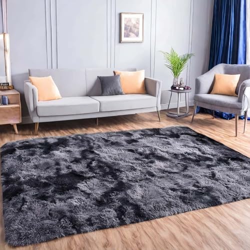 Tappeti Salotto Tappeto da Soggiorno Tappeto in Velluto soffice tappeti per camere da Letto Moderno Tappeto Camera da Letto Cameretta (Grigio scuro, 80x160cm)
