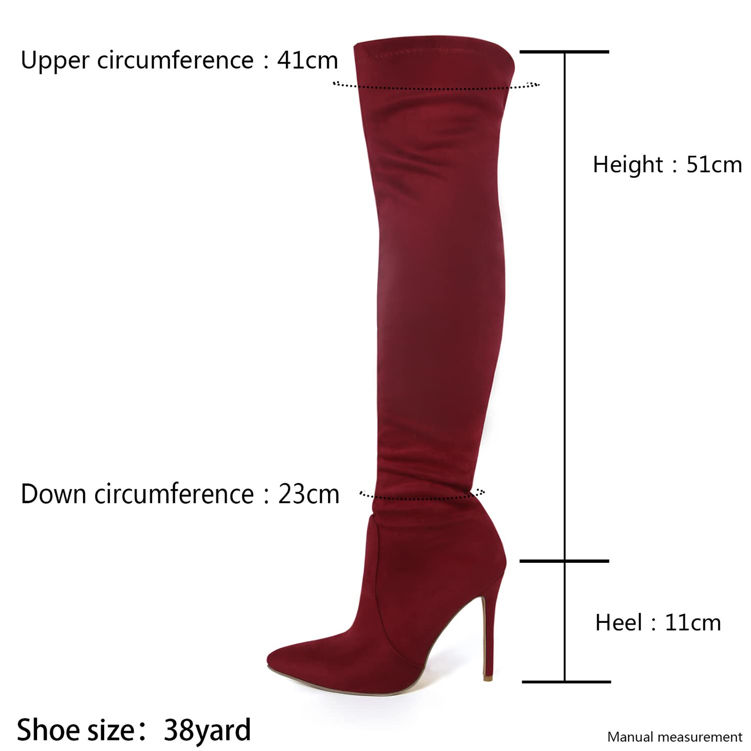 Femmes Stretch Suede Cuissardes Sexy 4.3 Pouces Talon Aiguille sur Les Bottes Au Genou Bout Pointu Élasticité Robe Bottes Longues Chaussures