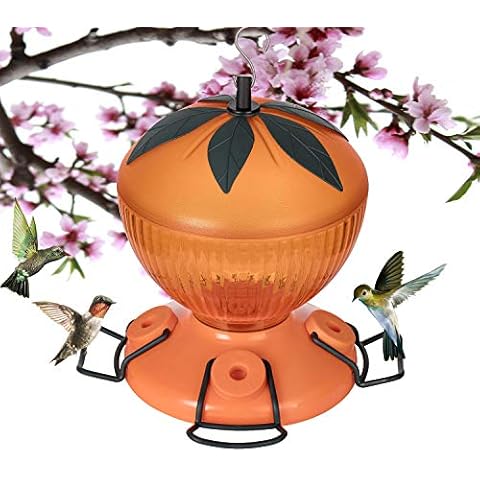 SamnFat Oriole Feeder, Oriole Bird Feeder with Three Feeding Ports, 82-Ounce Capacity, Orange Cover