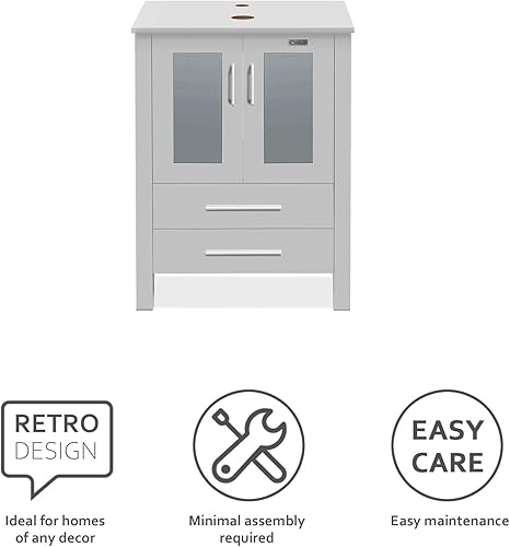 Miniatura 23 de eclife - Lavabo de baño de 24.0 pulgadas con encimera, gabineta de estilo contemporáneo Turquesa Cuadro