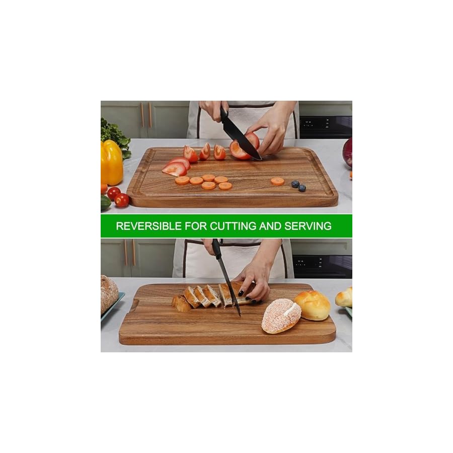 Acacia-Wood-Cutting-Board-for-Kitchen-Caperci-Organic-Wooden-Chopping-Serving-Board-with-Deep-Juice-Groove-for-Meat-Butcher-Block-Veggies-Fruit-and-Cheese-17-x-12 Acacia Wood Cutting Board for Kitchen - Caperci Organic Wooden Chopping Serving Board with Deep Juice Groove for Meat (Butcher Block) Veggies, Fruit and Cheese, 17 x 12"