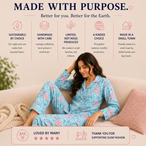 Image of Huar Cotton Pajamas Set for Women - Luxurious Cotton Womens Pajama Sets - Comfortable Christmas PJ Set, Breathable & Light Pj