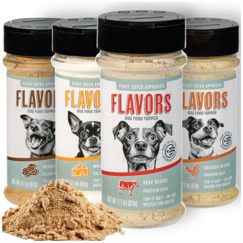 BEAUMONT BASICS Flavors Food Topper for Dogs - All 4 Recipes Gift Pack - Natural Grain Free - Perfect Seasoning Gravy and Kibble Sprinkle for Picky Dog- 3.1oz Bottles