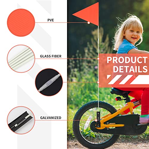 Lalago 2 x children's bicycle flag (200 cm), adjustable bicycle flag, safety flag, bicycle pennant - Image 3