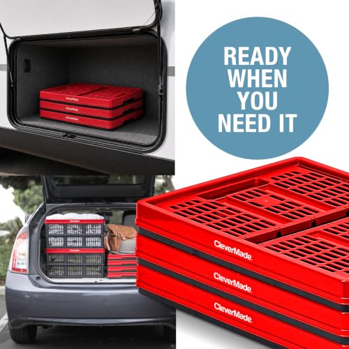 Image of CleverMade Collapsible Utility Crate For Storage, 45L 1 Pack, Red