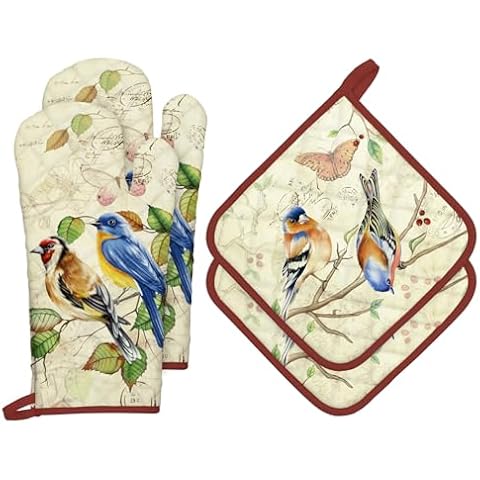 Arquiel Retro Bird Oven Mitts Set Cover