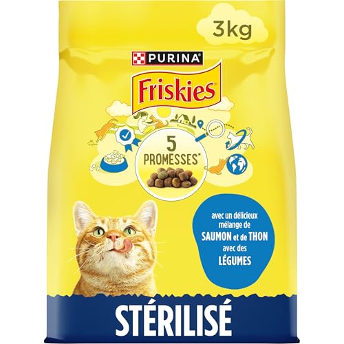 FRISKIES | Chat | Croquettes complètes pour Chats Adultes stérilisés | Au Saumon, au Thon et aux Légumes | Aliment Complet pour Les Chats stérilisés |...