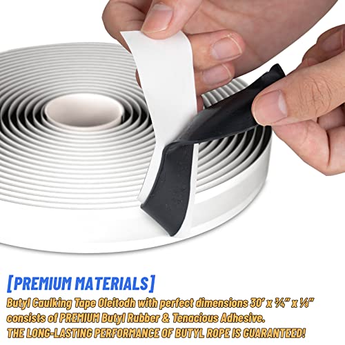 Image of Black Butyl Seal Putty Tape - 1 /8 inch x 3 /4 inch x 30 ft (4-Pack) - Camper /RV Window Repair, EPDM Rubber Roof Pipe Patching, Pool & Boat Sealing