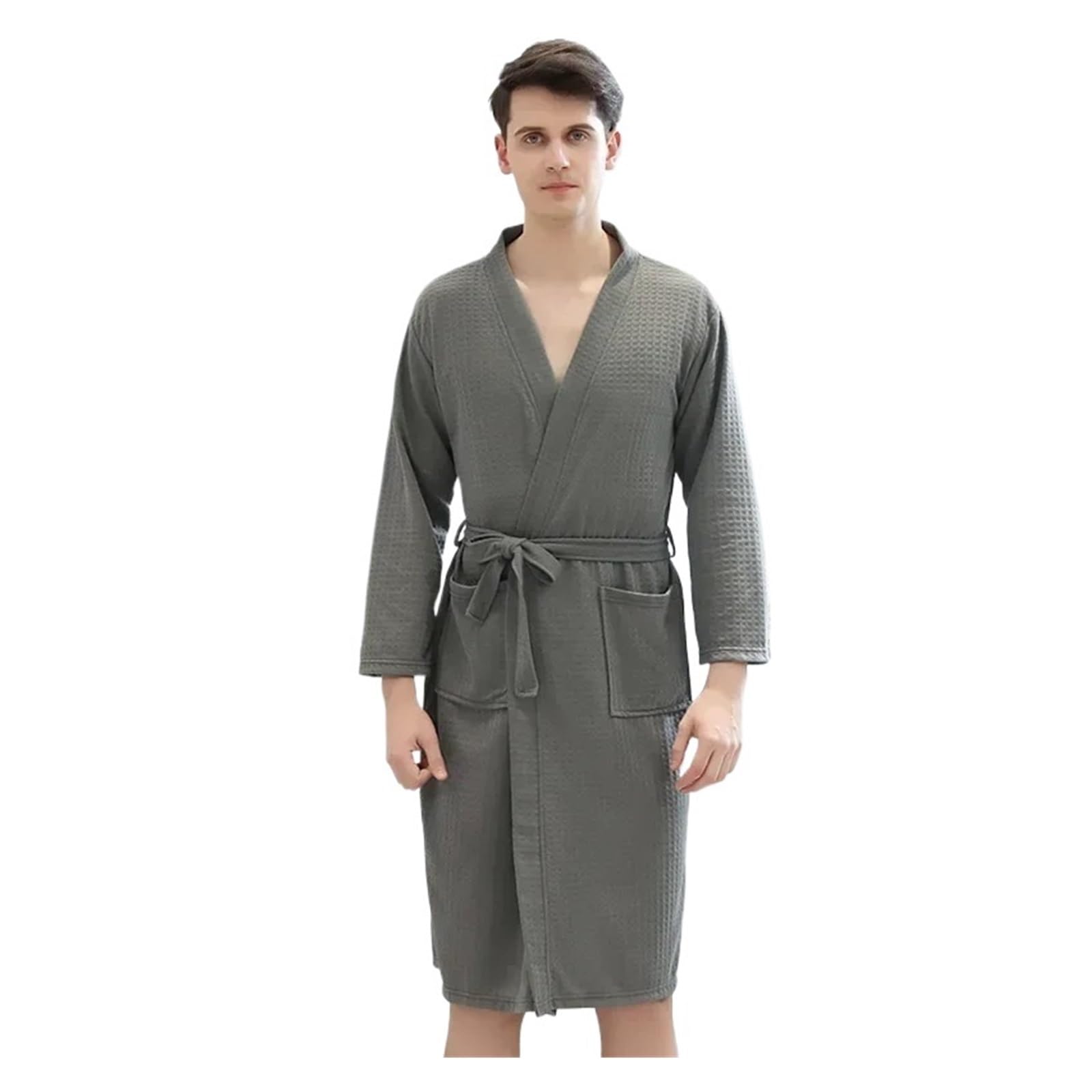 Accappatoio Uomo Accappatoio da Uomo in Cotone con Cuciture, Tasca, Manica Lunga, Cintura, Sottile, Colore Puro, Sexy, Pigiama, Vestaglia, for Uomini e Adolescenti