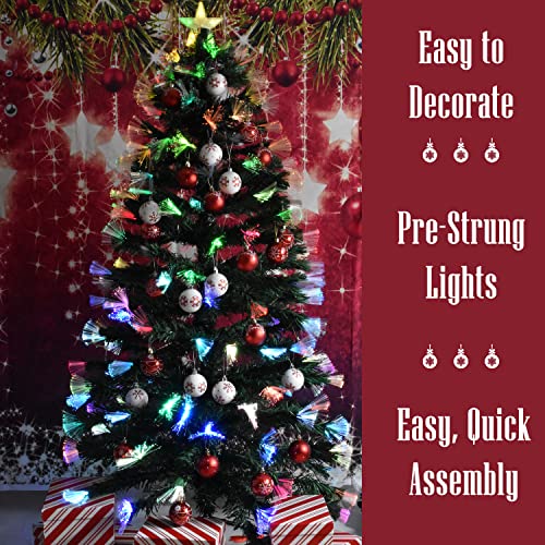 Pre Lit Artificial Christmas Tree 5 Foot Fiber Optic Xmas Tree With Color Changing Led Lights And Metal Stand #TOP2