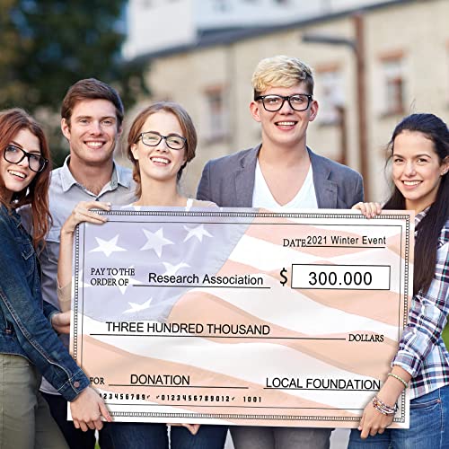 Giant Check 2 Pieces False 30 x 16 Inch Fake Large Blank Presentation Oversized Checks for Presentation Paper Donations Fundraisers Awards Prizes - Thumbnail 4