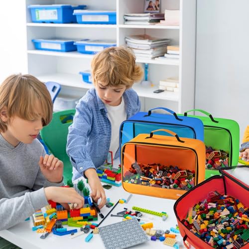 Image of 4 PCS Toys Storage Bag, Classic Bricks Building Set Storage Bag, Travel Case for Building Toys, Puzzles,X Large Size