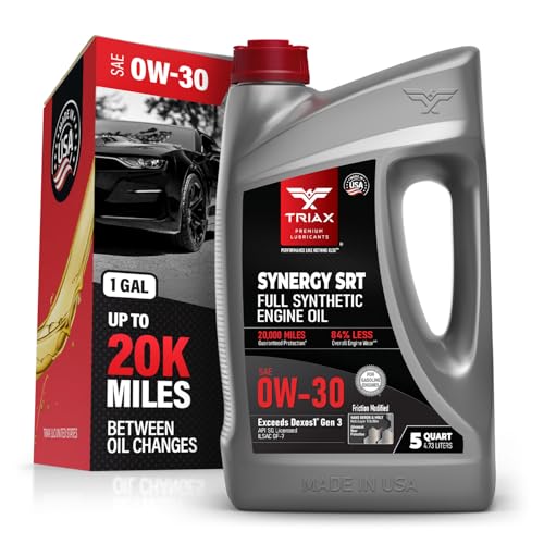TRIAX Synergy SRT 0W-30 - Full Synthetic, Friction Modified Engine Oil - 20K Miles, API SP Licensed, 3x Wear Protection - Nano Boron and Moly Friction Modified (5 Quart)
