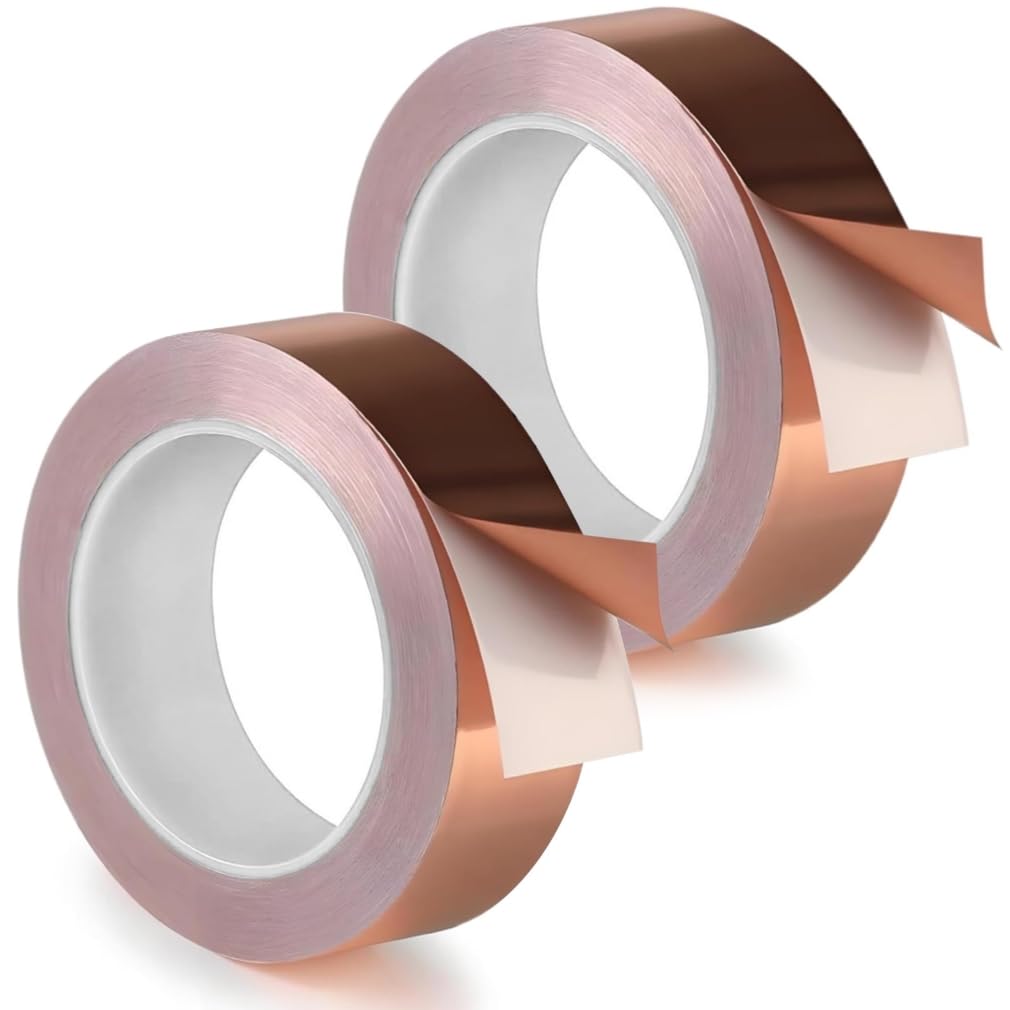 Nehaii Slug & Snail Repellent Copper Foil Tape 20mm x25m (2 Pack) - Heavy Duty Barrier Tape for Gardens, Weatherproof Anti-Slug Tape with Conductive Adhesive, Outdoor Plant Protection