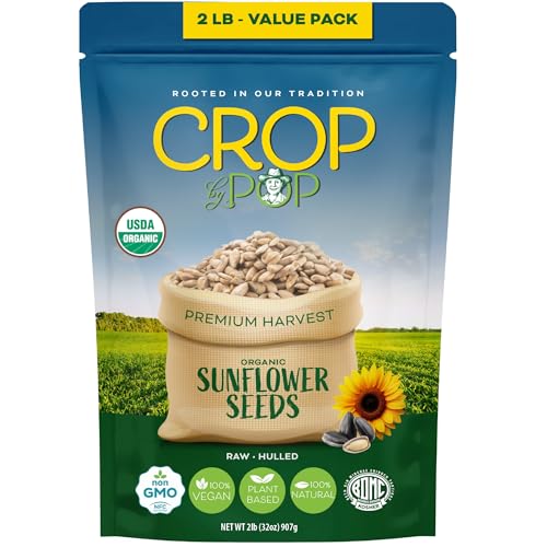 CROP BY POP - Organic Raw Hulled Sunflower Seed Kernels (32oz - 2 LB)