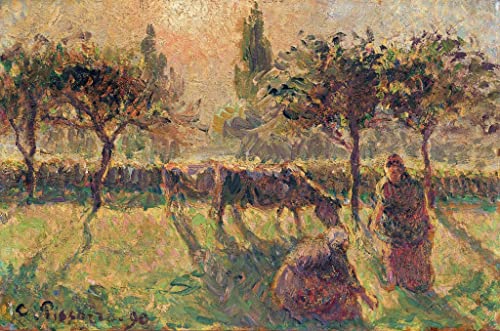 Affiche Toile Dans les champs Pissarro - Impression d'art portrait décoration murale 60x90cm