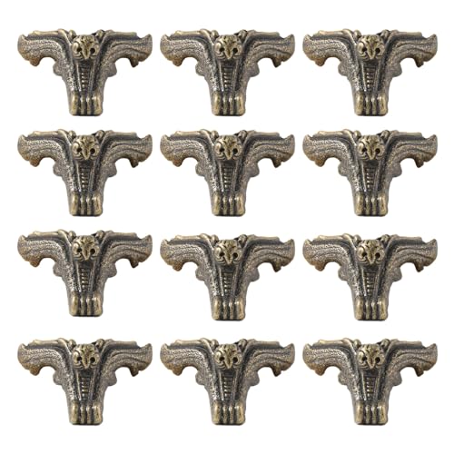 SHIDXIB 12Pcs Antique Metal Box Feet Retro Brass Wood Box Eagle's Claw Feet Leg Metal Corner Protector Decorative Furniture Accessories
