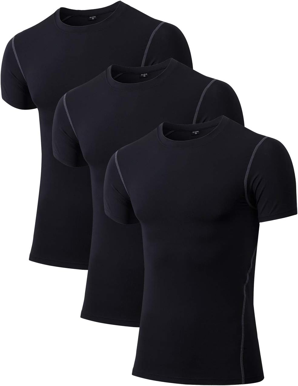 TopTie Men's 3 Pack Athletic Compression Short Sleeve Shirt