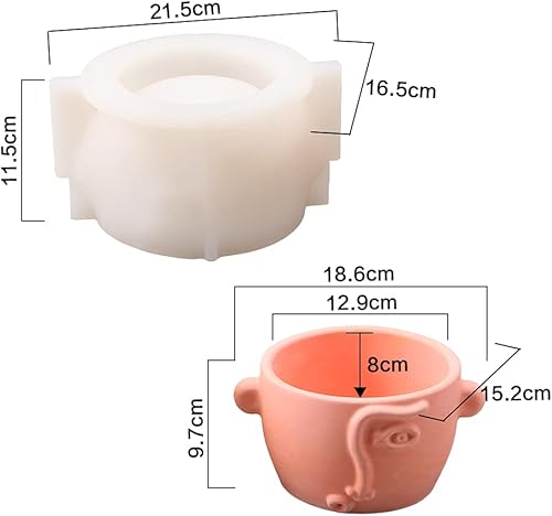 Miniatura 2 de Moldes de silicona para macetas de cemento facial, molde para hormigón, yeso, arcilla, suculentas, herramienta para hacer macetas