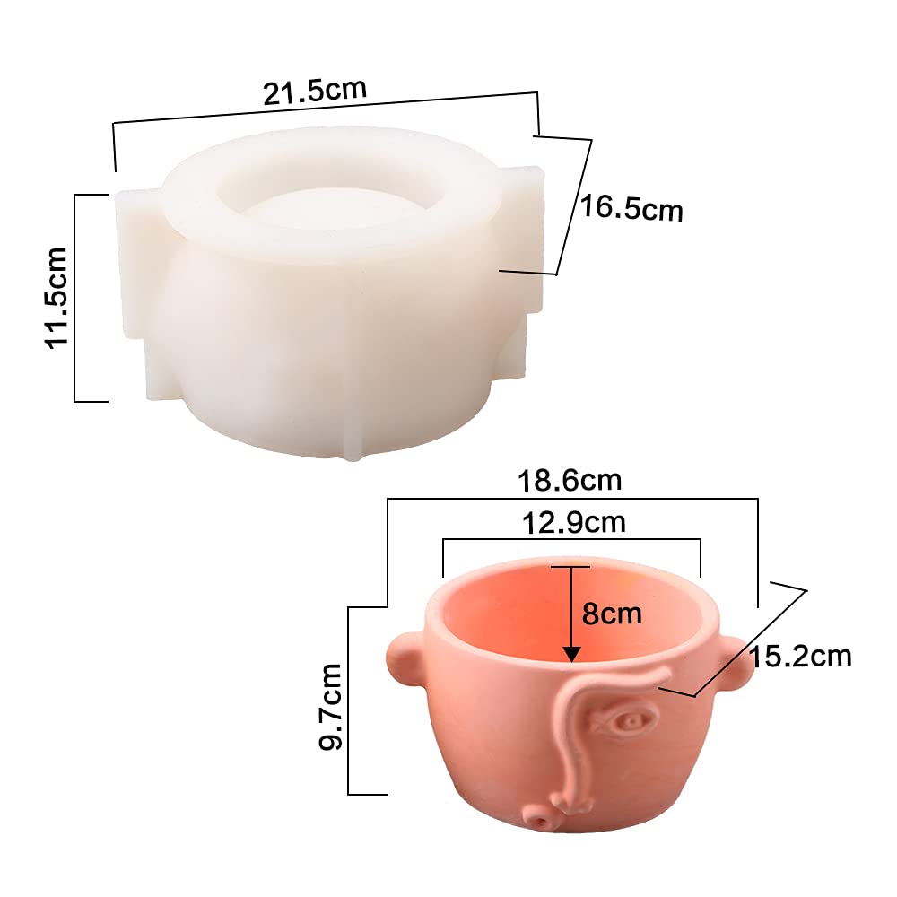 Moule Silicone Pot De Fleurs Succulentes BOOWAN NICOLE - Avec Plateau, Pour Ciment Et Bougies, Idéal DIY
