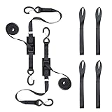 Cam Buckle Tie Down Straps with Hooks and Integrated Soft Loops, Heavy Dudy Lashing Straps for Motor