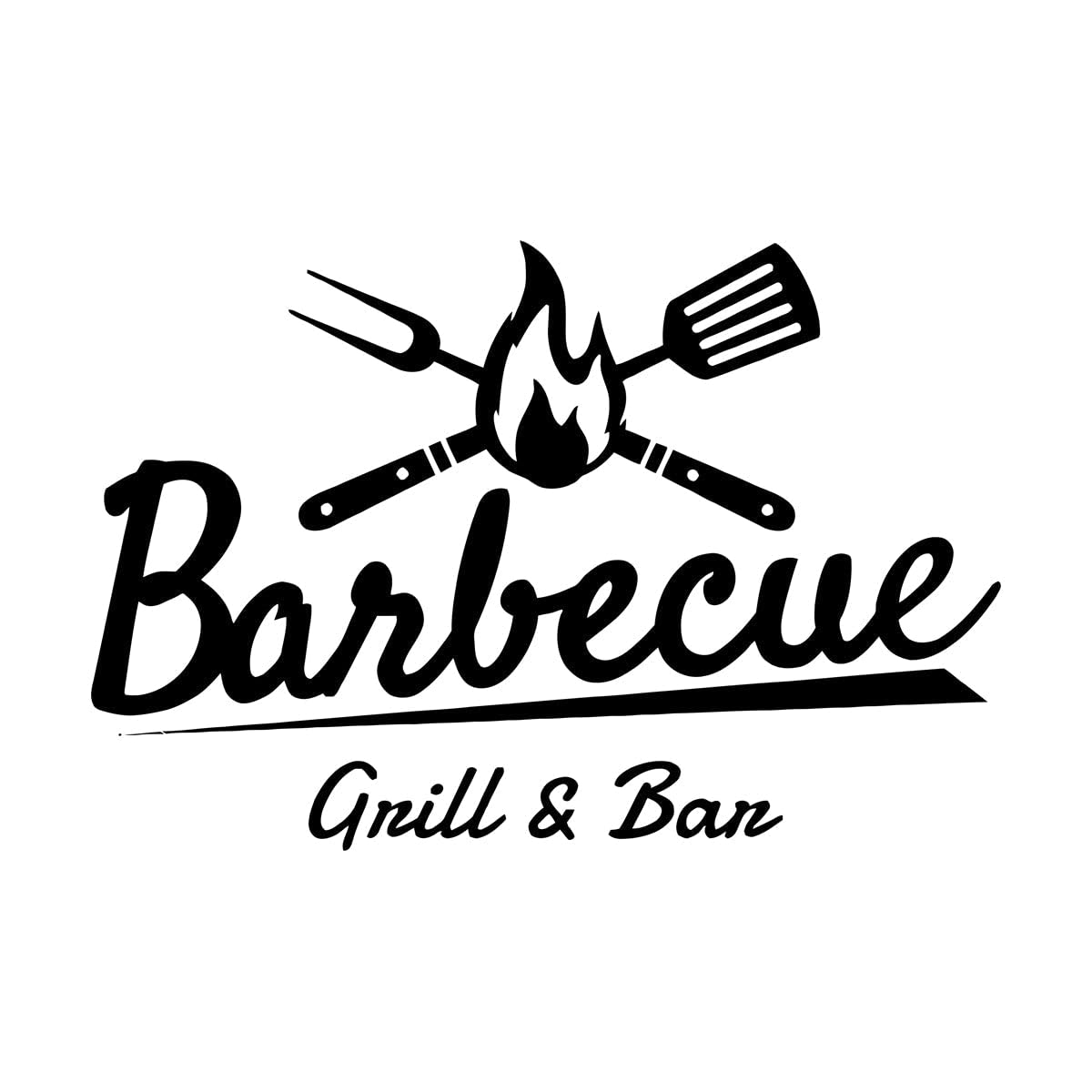 Kitchen Vinyl Wall Decal Barbecue Cooking BBQ Food Meat Grill Bar Stickers Mural Outdoor Home Decoration Extra Large - 70x105cm