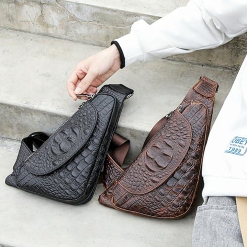 Sac d'élingue en cuir véritable style rétro vintage et décontracté - 4