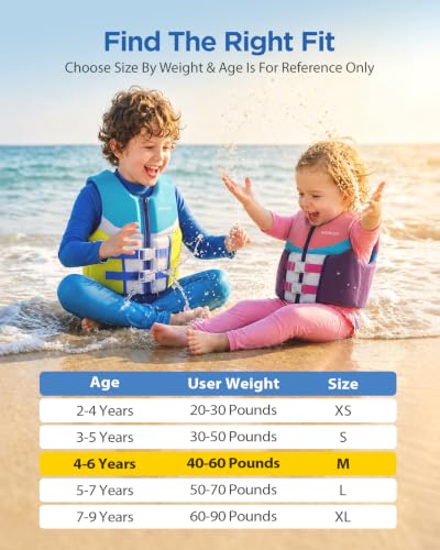 AEOCOO Toddler Swim Vest for 50-70 Pounds, Kids Pool Floaties Vest 5-7 Year Old, Puddle Swim Jumper Buoyancy Jacket, Boys, Girls, Niños, Sunny Coast - image 3
