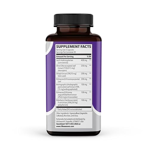 Lifeseasons 0853760002100 Immuni-T - Immune Support - Vitamin Supplement For Cold & Flu Relief - Natural Immunity System Booster - Black Elderberry, Echinacea, Andrographis, Arabinogalactans & Olive Leaf thumb #1