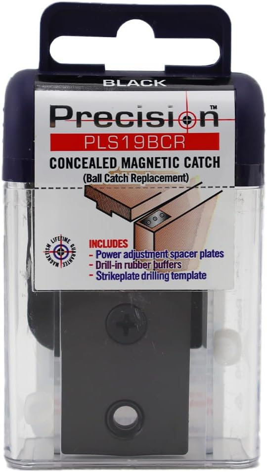 Precision Lock PLS19BCR-BLK Concealed Magnetic Catch - Black