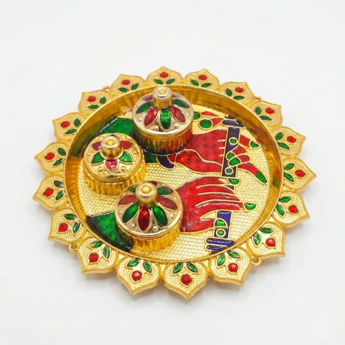 Image of Pink Beaded Rakhi for Brother with Greeting Card, Roli Chawal | Premium Pearl Stone Designer Rakhi | Raksha Bandhan Gift for Brother