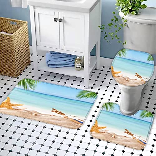 TiaoTian Badematten Set 3D 40x60 Seestern Badezimmerteppich-Set absorbierend 3-teiliges maschinenwaschbare weich… – Bild 4