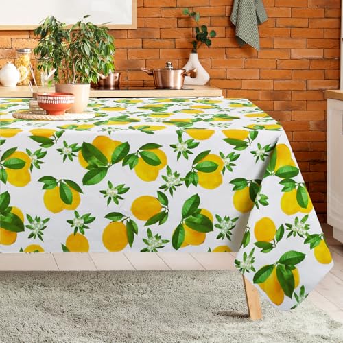 Nappe PVC essuyable et anti-tache jaune citron 152 cm pour une protection étanche