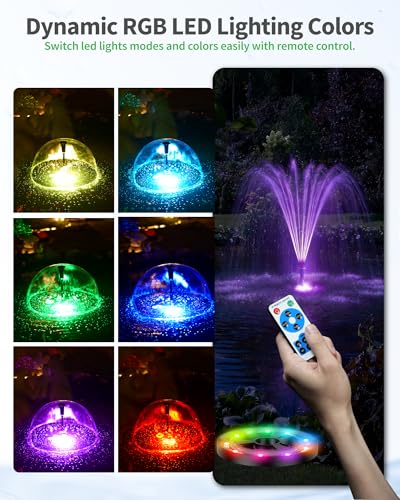 Image of POPOSOAP Pond Pump with LED Lights, 660GPH Submersible Pump RGB Pond Filter System with Adjustable Height & Water Flow for Garden Pond Fish Tank Day & Night Pond Decoration -P1104D
