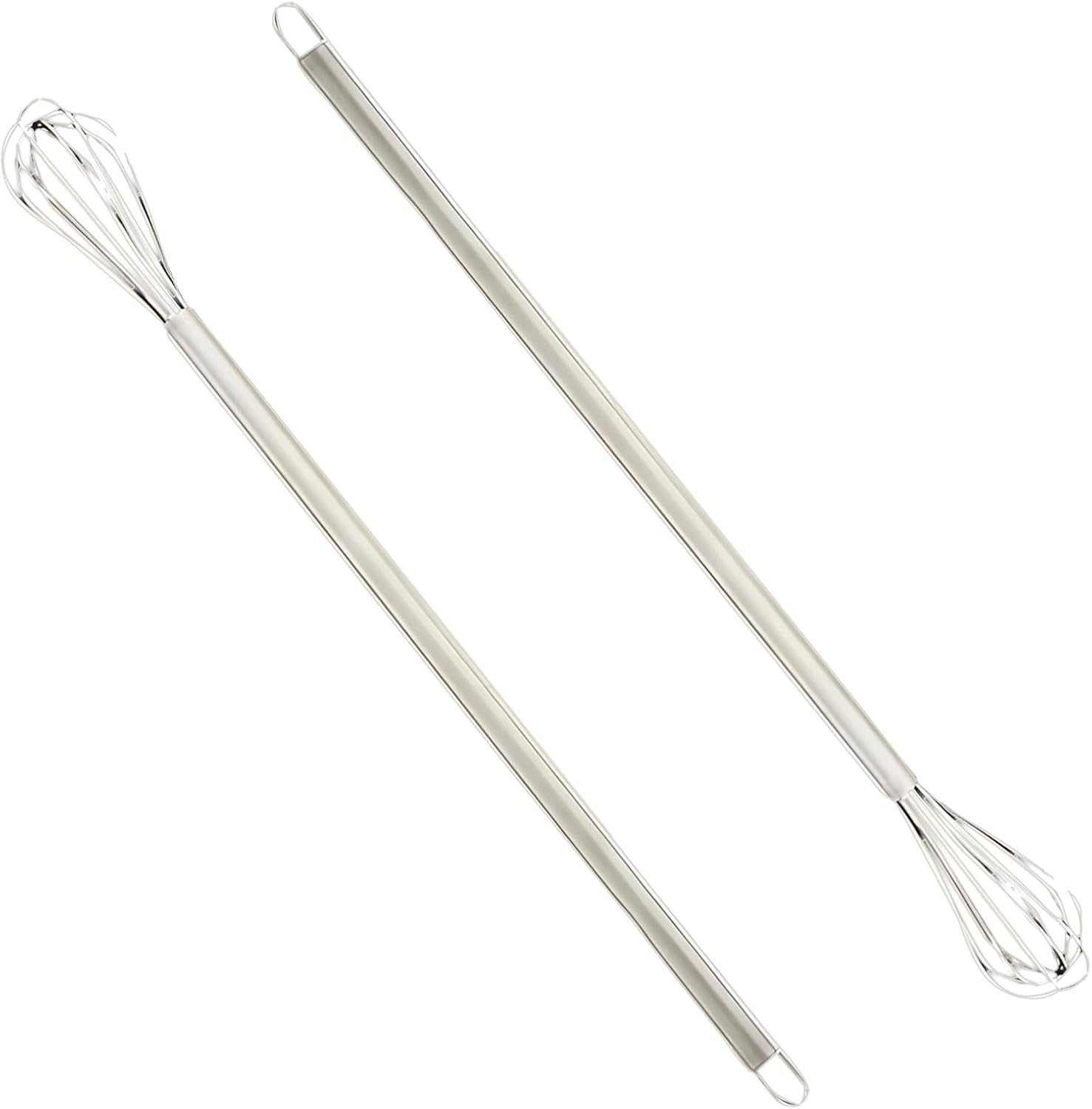 Pack of 2 Mini Whisks Stainless Steel - Small Whisk for Cream Eggs & Dough - Small Whisk with Handle Stirring Dough Ideal for Milk Frother Whisk and Kitchen Whisk