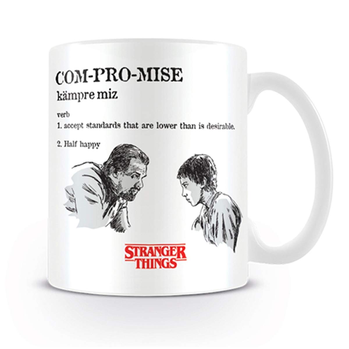 Pyramid International Red Stranger Things Ceramic Mug With Hopper And Eleven Compromise Graphic In Presentation Box - Official Merchandise
