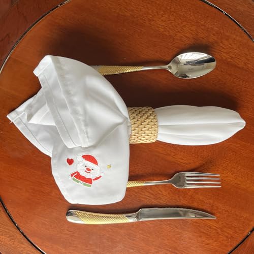 Servilletas de tela bordadas navideñas set de 4 20x20 in miniatura 5