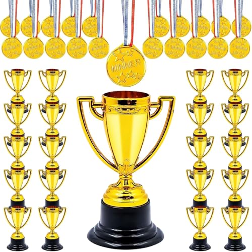 Trofeos de plástico dorado y medallas escolares para competición deportiva y fútbol infantil