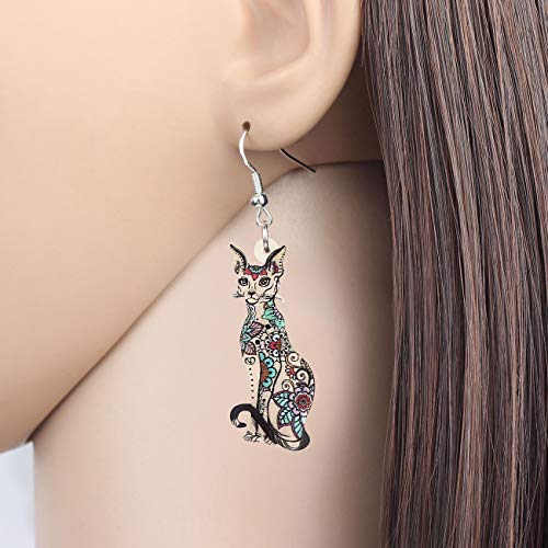 Bonsny Acrylic Long Drop Dangle Cat Earrings "Cayleigh Statement Pop-Art Kitten Gift Girl Women (Coffee) #TOP1