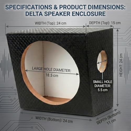 Generic 8 Inch Speaker Box, Black, Wooden, 15x24x24 cm - Image 5