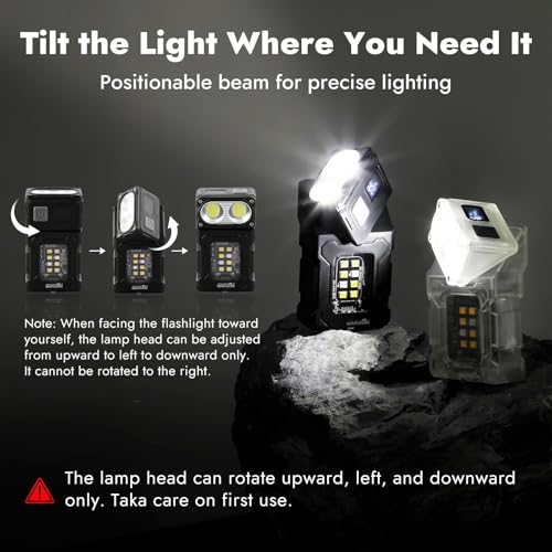 Image of WARSUN DC08 Swivial LED Flashlight Rechargeable, 800 Lumens Mini Work Lihgt, Small EDC Flashlight Clip On with Back Clip, Magnetic Flashlight, for Emergency, Walk Dog, Working, Hiking, Camping