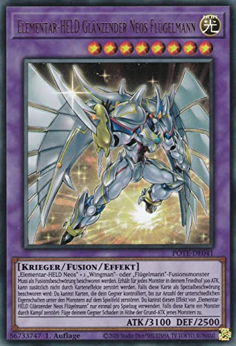 TCG POTE-DE041 - Elementar-HELD Brillant Neos Ailier - Ultra Rare - Allemand - 1ère édition - Lot avec chargeur Ultrapro - Yugioh